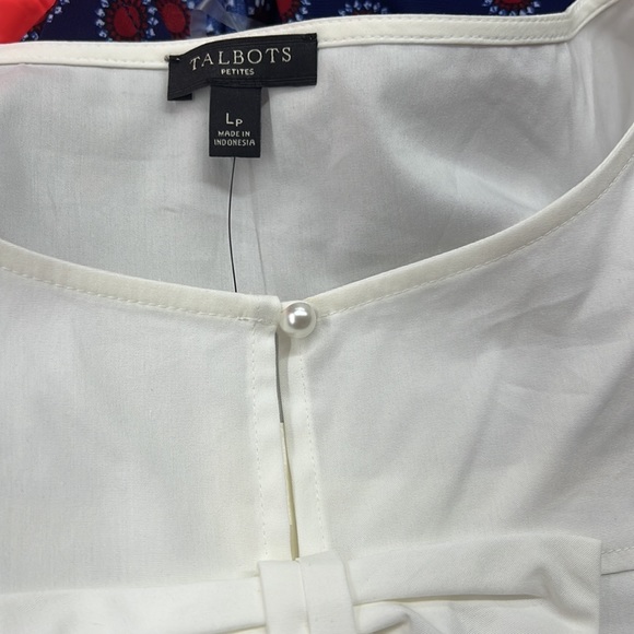 SzLP Talbots White 3/4 Sleeve with Bow Blouse NWT - Picture 5 of 6